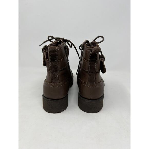 UGG Jaidyn boots size 8 Brown Leather Booties Buckle Lace Side Zip Sherpa Lined - Picture 6 of 15
